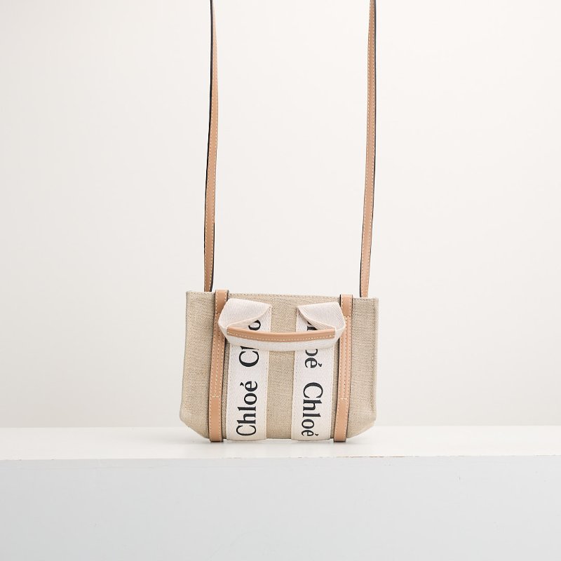 二手Chloé Woody tote mini 奶茶色-1