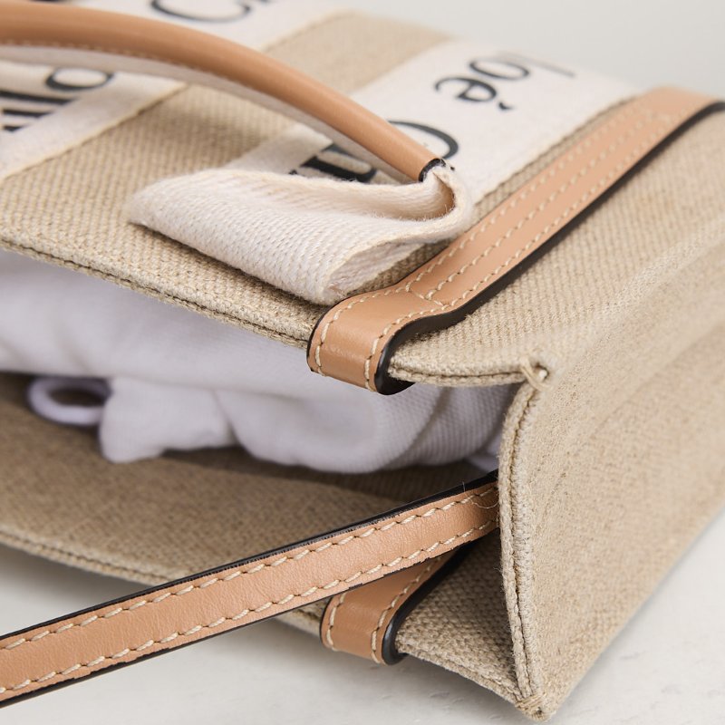 二手Chloé Woody tote mini 奶茶色-3