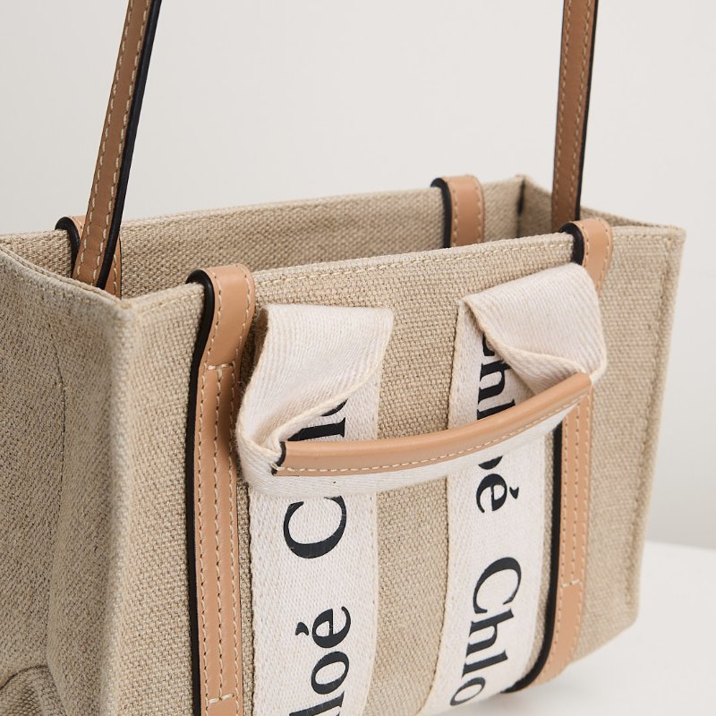 二手Chloé Woody tote mini 奶茶色-11