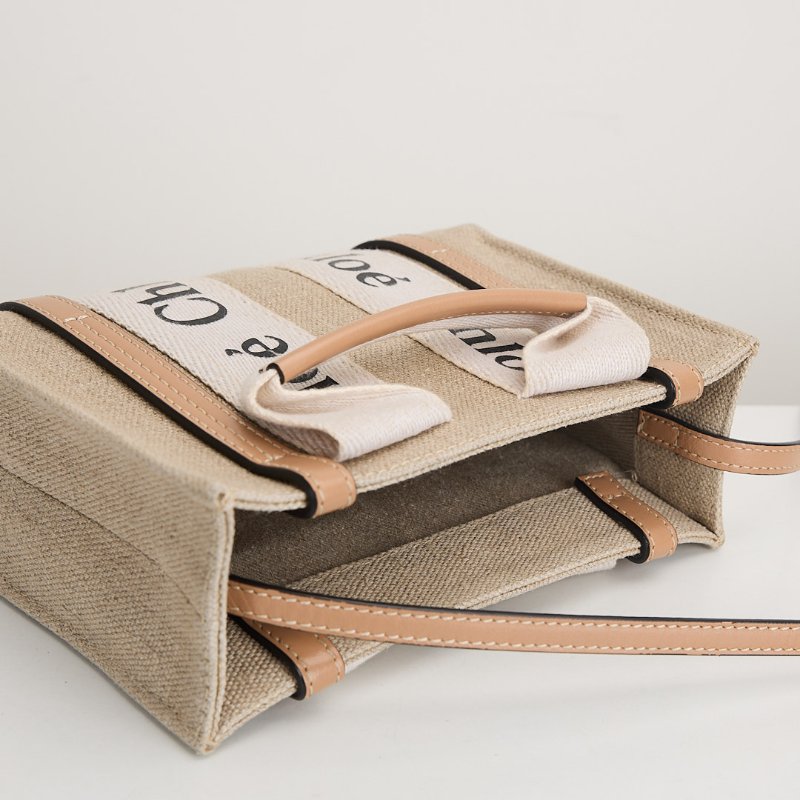 二手Chloé Woody tote mini 奶茶色-12