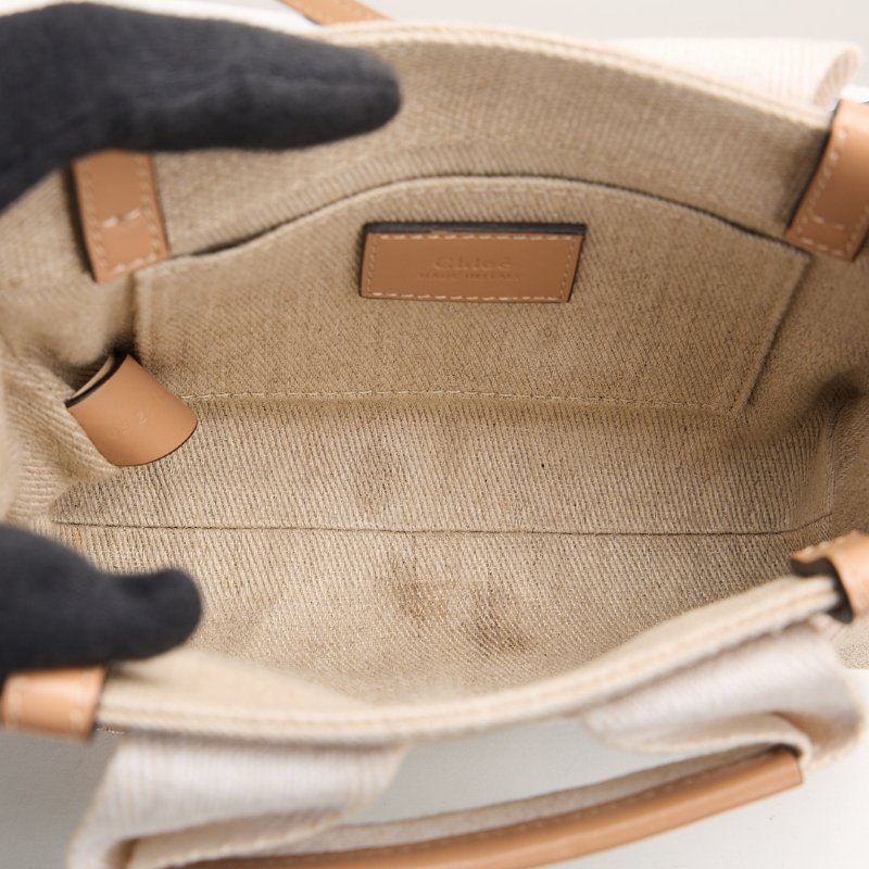 二手Chloé Woody tote mini 奶茶色-14