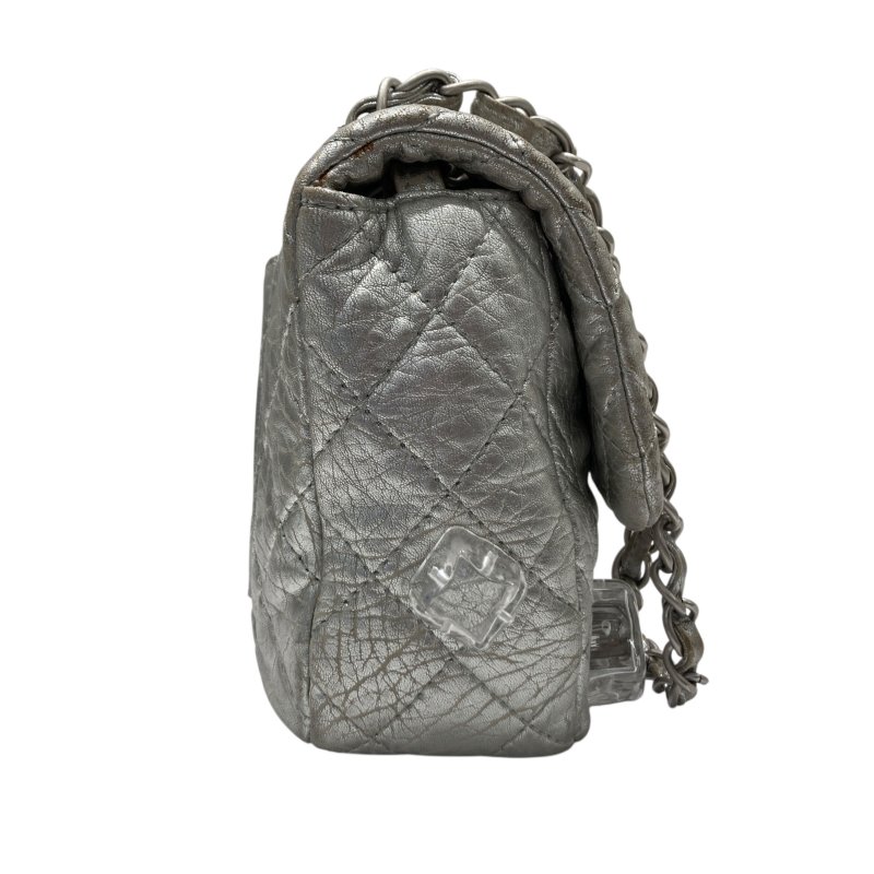CHANEL 香奈兒 SILVER ICE CUBE ON ROCKS 冰塊包 翻蓋肩背包 銀色 銀釦-2