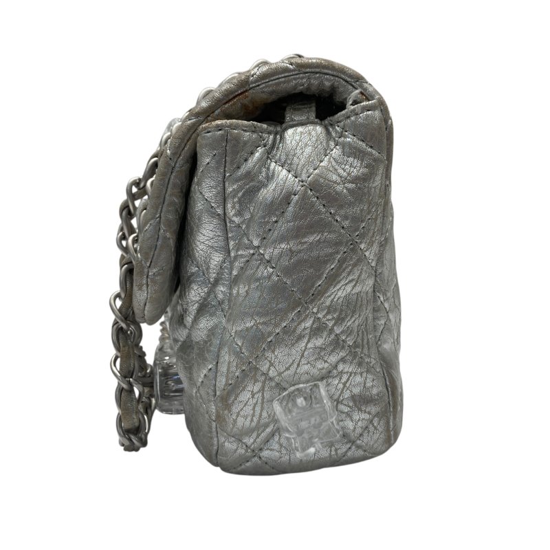 CHANEL 香奈兒 SILVER ICE CUBE ON ROCKS 冰塊包 翻蓋肩背包 銀色 銀釦-3