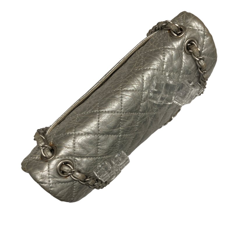 CHANEL 香奈兒 SILVER ICE CUBE ON ROCKS 冰塊包 翻蓋肩背包 銀色 銀釦-5