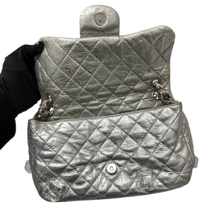 CHANEL 香奈兒 SILVER ICE CUBE ON ROCKS 冰塊包 翻蓋肩背包 銀色 銀釦-10