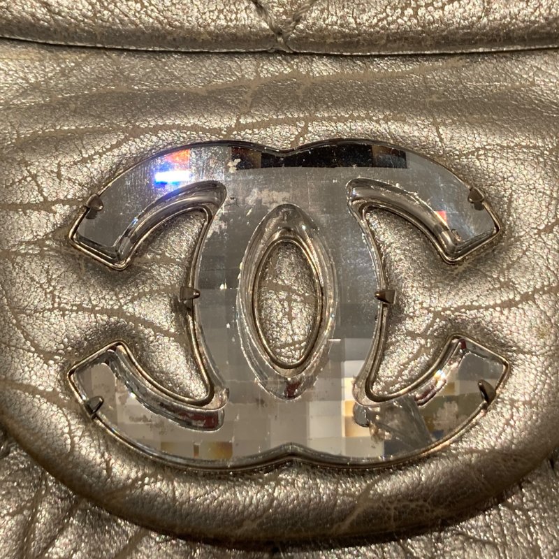 CHANEL 香奈兒 SILVER ICE CUBE ON ROCKS 冰塊包 翻蓋肩背包 銀色 銀釦-13