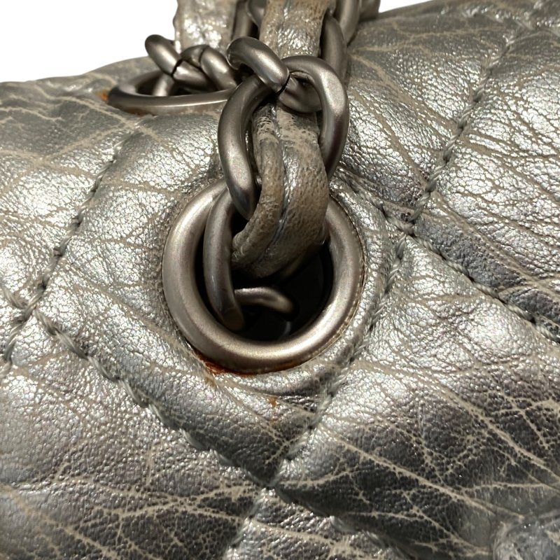 CHANEL 香奈兒 SILVER ICE CUBE ON ROCKS 冰塊包 翻蓋肩背包 銀色 銀釦-17