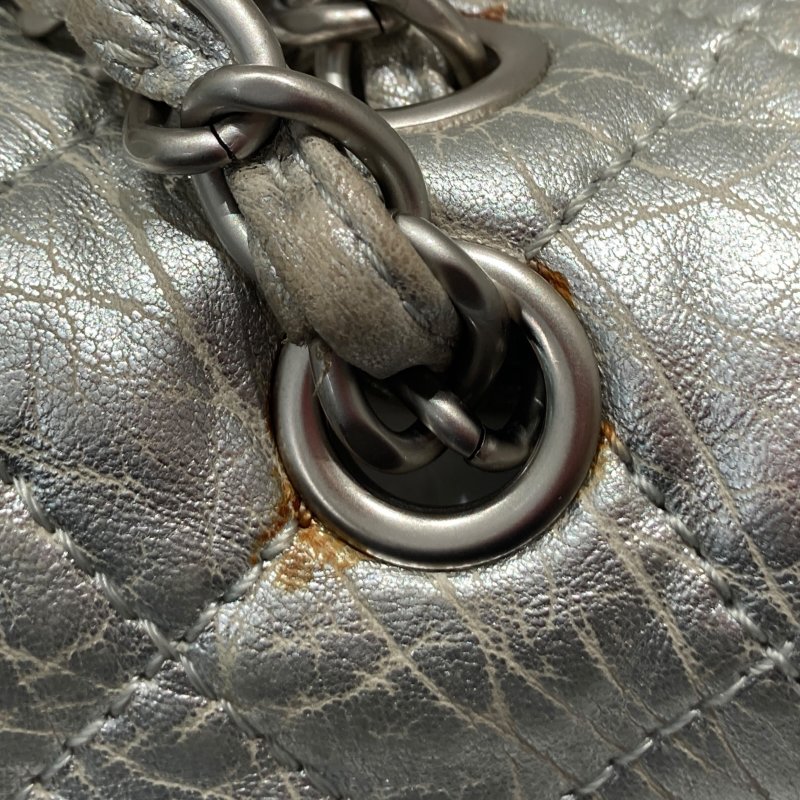 CHANEL 香奈兒 SILVER ICE CUBE ON ROCKS 冰塊包 翻蓋肩背包 銀色 銀釦-18