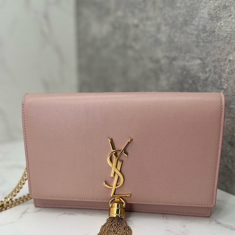 香緹國際精品 827 YSL 流蘇woc 粉金色