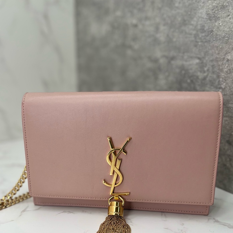 香緹國際精品 827 YSL 流蘇woc 粉金色-0