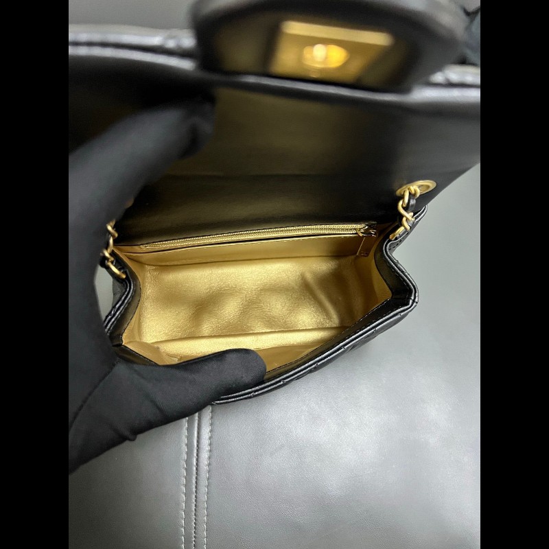 Chanel cf gold ball mini square
黑金羊皮金球方胖子-14