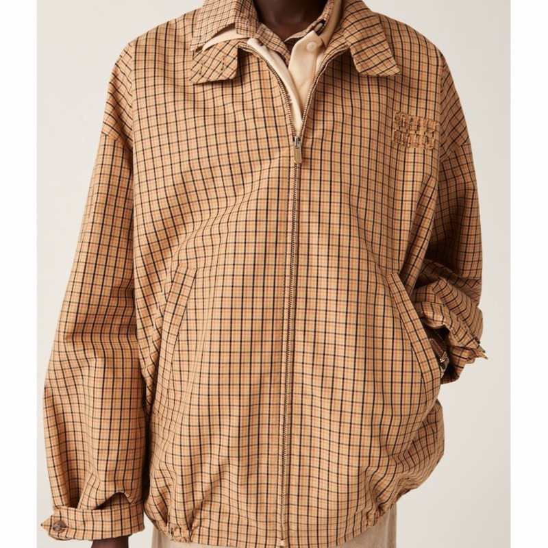 Miu Miu 女士 格紋休閒夾克IT-36 IT-38 IT-40碼模特身高177CM,穿著38碼-1