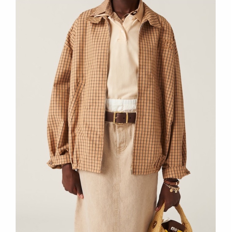 Miu Miu 女士 格紋休閒夾克IT-36 IT-38 IT-40碼模特身高177CM,穿著38碼-2