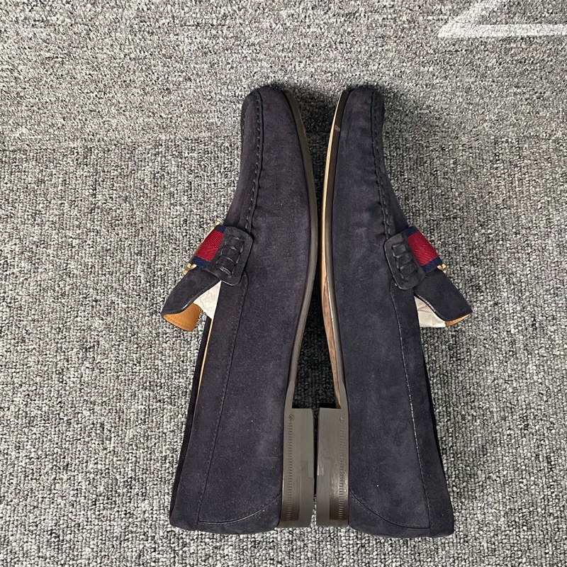 全新未使用 LV 路易威登 藍黑色麂皮馬銜扣樂福鞋8碼=40.5碼-1