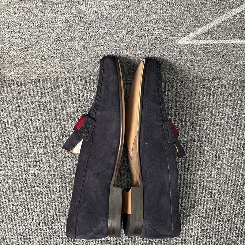 全新未使用 LV 路易威登 藍黑色麂皮馬銜扣樂福鞋8碼=40.5碼-7