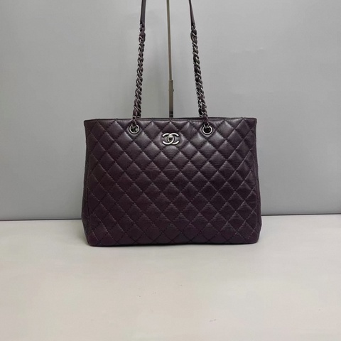 Chanel香奈兒 紫色牛皮荔枝紋tote