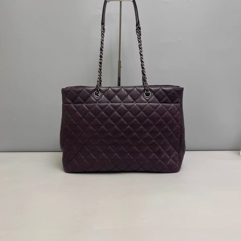 Chanel香奈兒 紫色牛皮荔枝紋tote-1