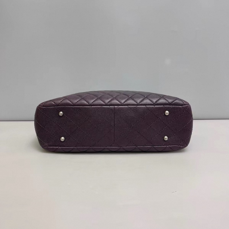 Chanel香奈兒 紫色牛皮荔枝紋tote-4