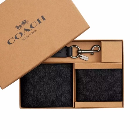 Coach 男士 盒裝 3 合 1 錢包禮品套裝均碼碼11.5cm*2.5cm*9.5cm