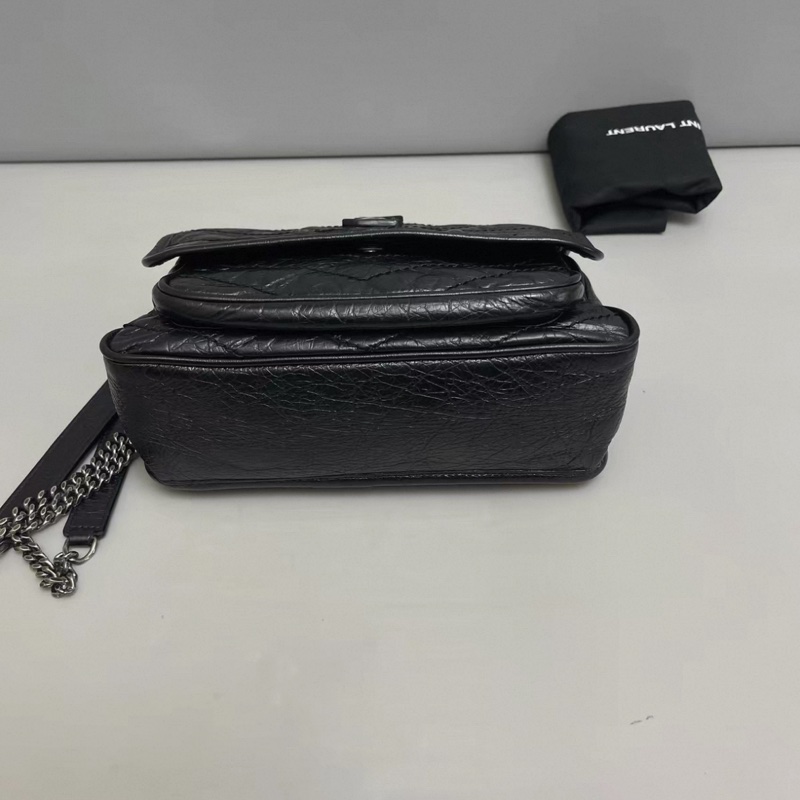 YSL聖羅蘭 Niki小號 黑色全皮銀鏈郵差包-3