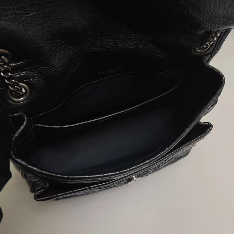 YSL聖羅蘭 Niki小號 黑色全皮銀鏈郵差包-6