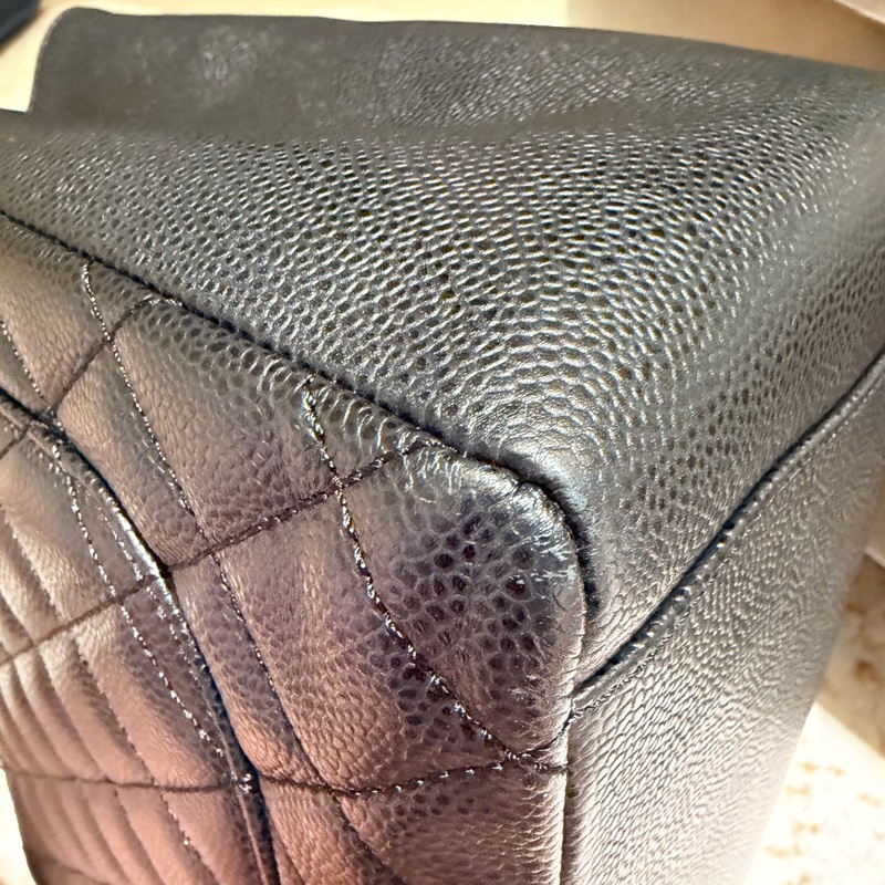 香奈兒GST絕版通勤神包～黑銀荔枝皮～超新-13