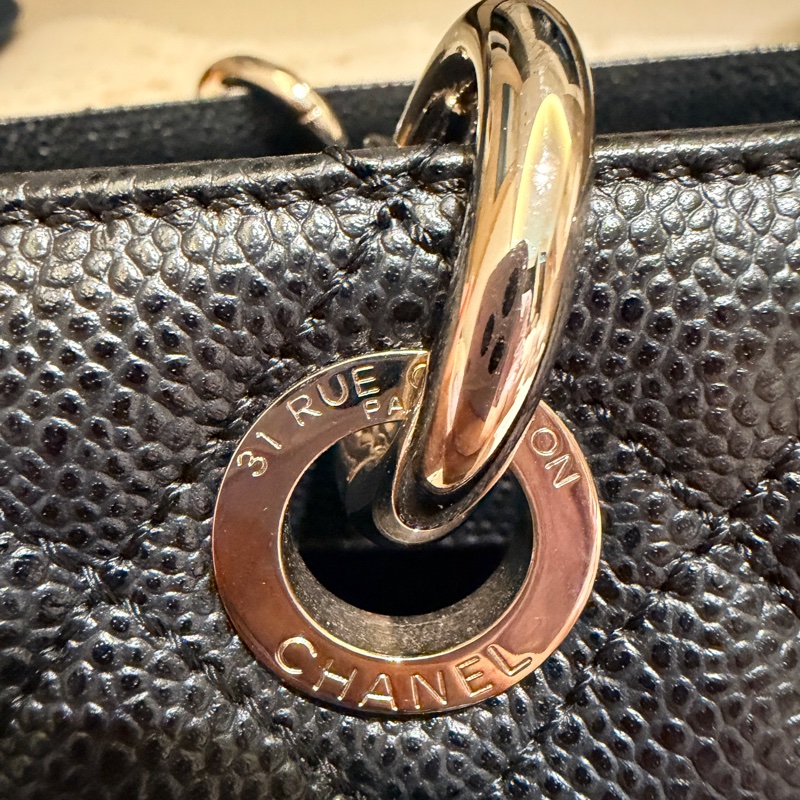 香奈兒GST絕版通勤神包～黑銀荔枝皮～超新-17