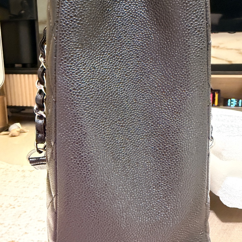 香奈兒GST絕版通勤神包～黑銀荔枝皮～超新-4