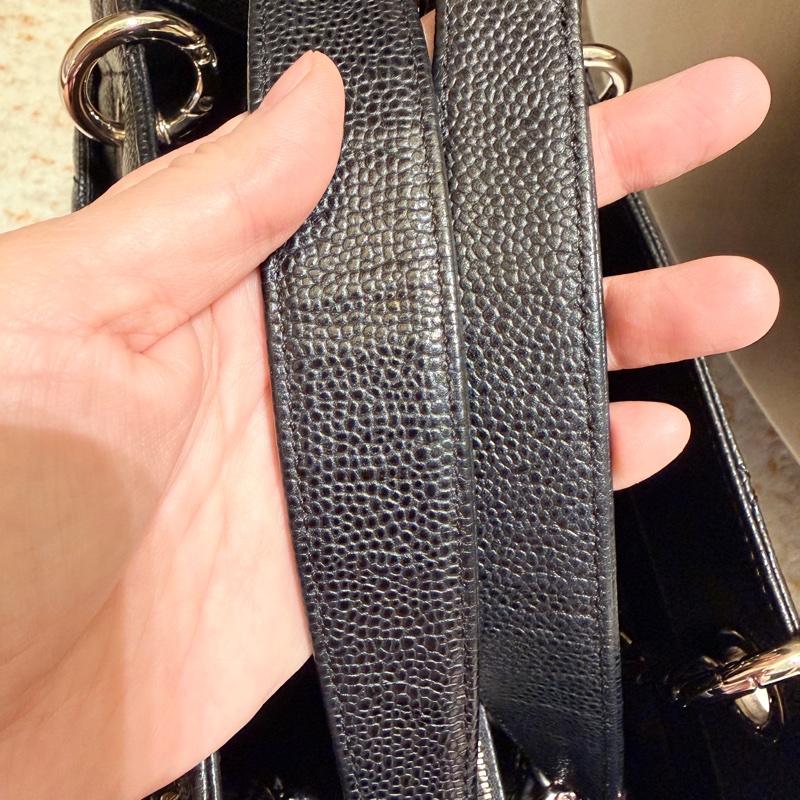 香奈兒GST絕版通勤神包～黑銀荔枝皮～超新-10