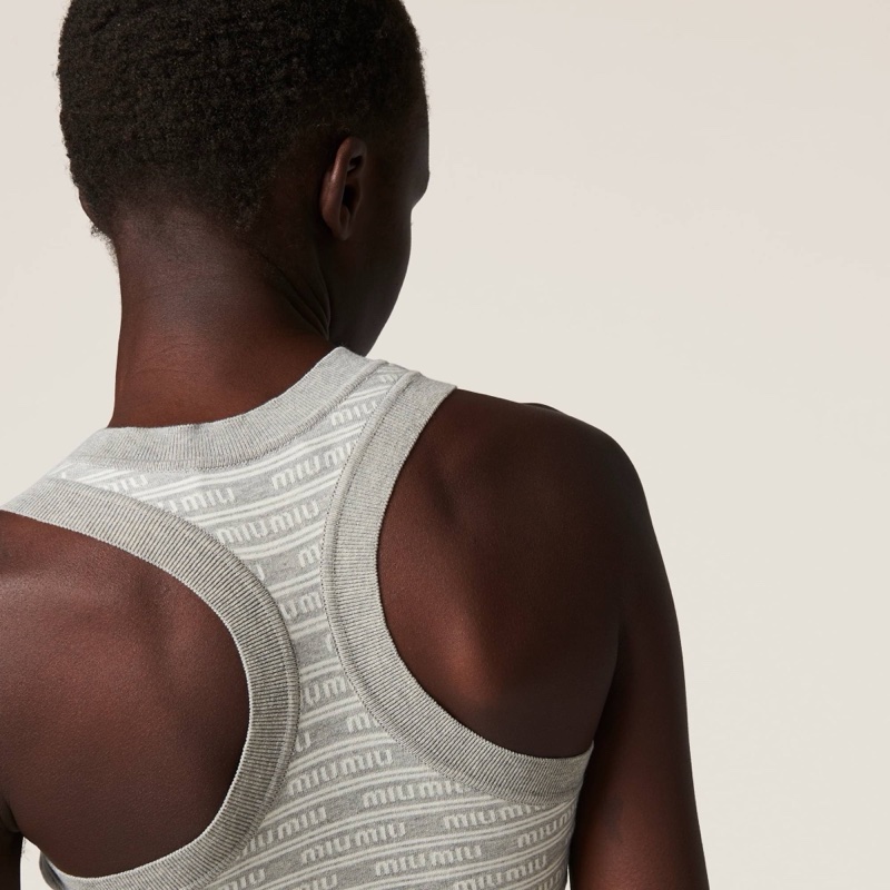 Miu Miu 女士 徽標針織背心IT-36 IT-38 IT-40碼-1