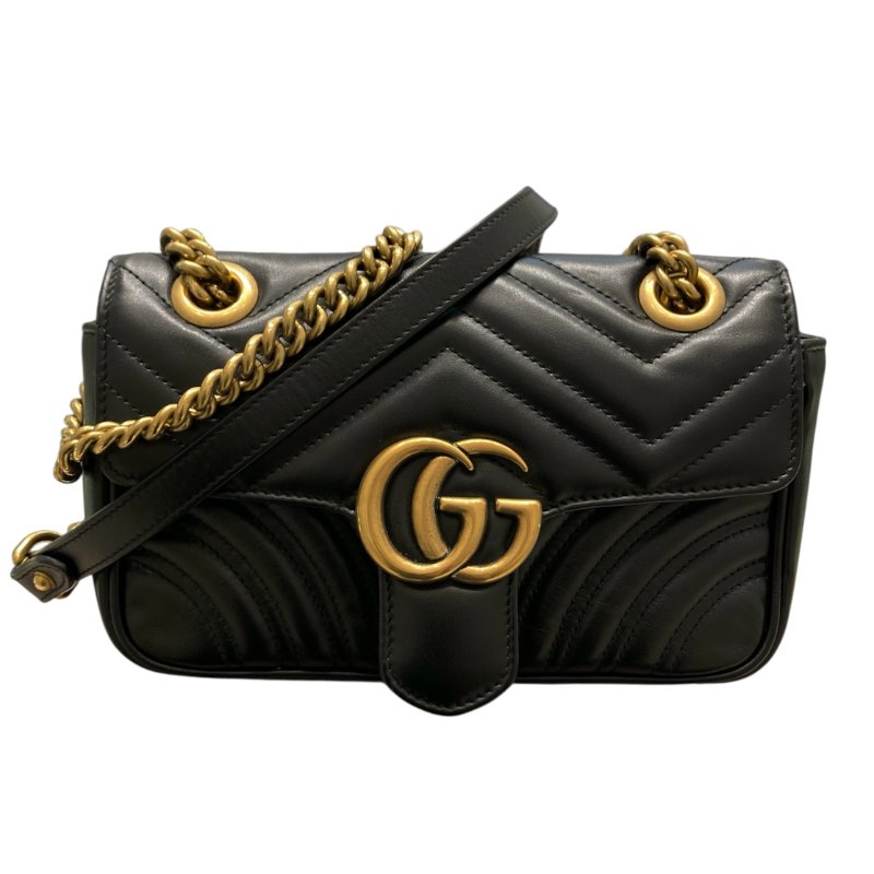 GUCCI 古馳 446744 MARMONT 馬蒙肩背包 羊皮 黑色 金釦-0