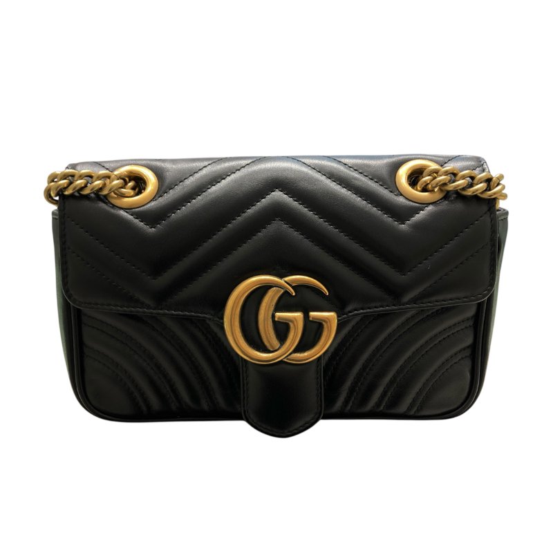 GUCCI 古馳 446744 MARMONT 馬蒙肩背包 羊皮 黑色 金釦-1