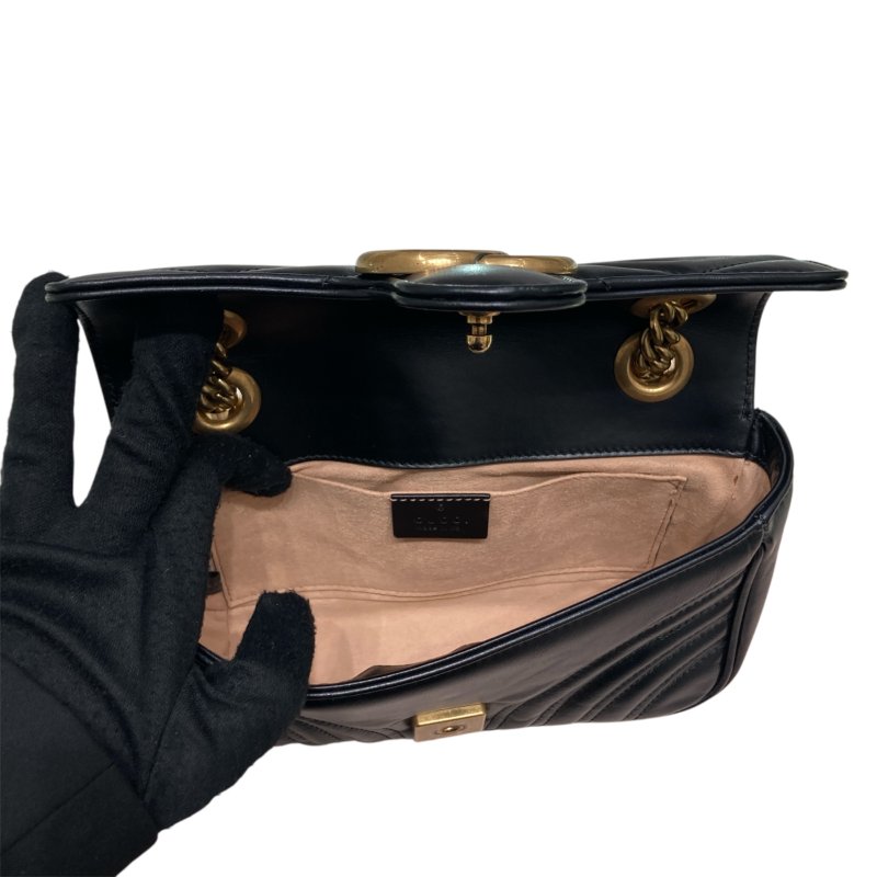 GUCCI 古馳 446744 MARMONT 馬蒙肩背包 羊皮 黑色 金釦-11