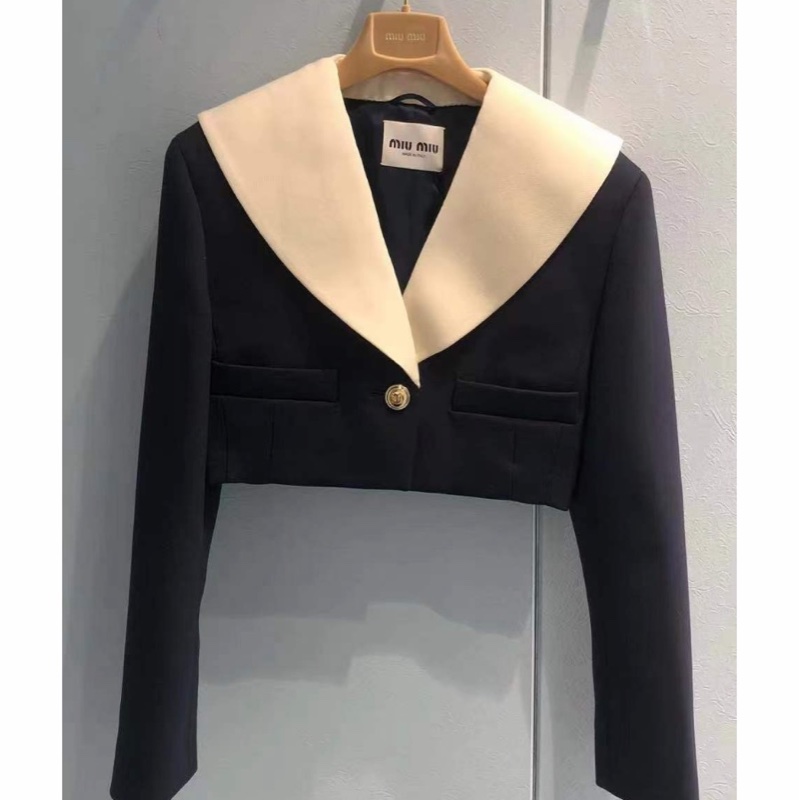 Miu Miu 女士 紐扣細節短款休閒夾克IT-40 IT-42碼-0