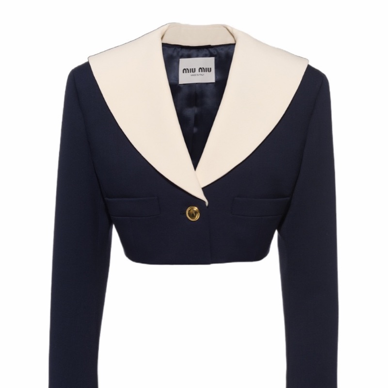 Miu Miu 女士 紐扣細節短款休閒夾克IT-40 IT-42碼-1