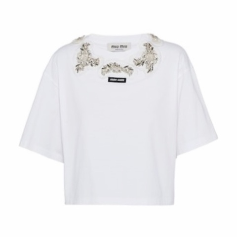 Miu Miu 女士 徽標短袖T恤XS S碼