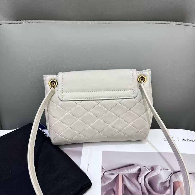聖羅蘭 YSL nolita 洛麗塔mini金標Logo菱格紋鏈條復古白-1