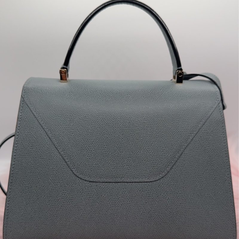 Valextra 藍色 Iside 系列 長方形扣肩背包-5