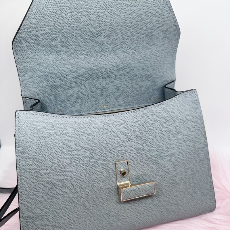 Valextra 藍色 Iside 系列 長方形扣肩背包-7