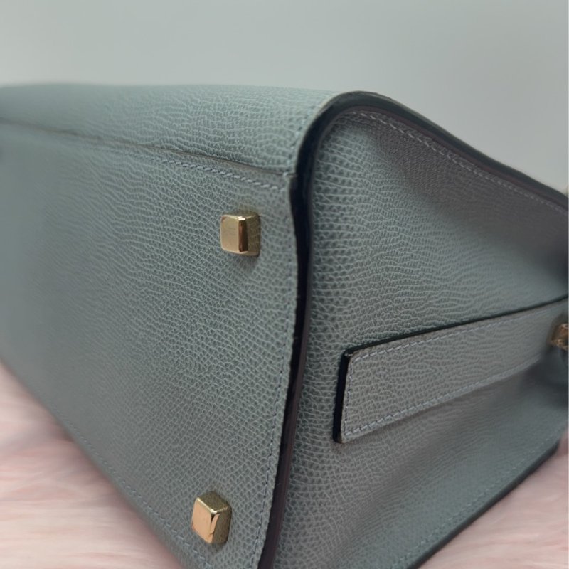 Valextra 藍色 Iside 系列 長方形扣肩背包-13