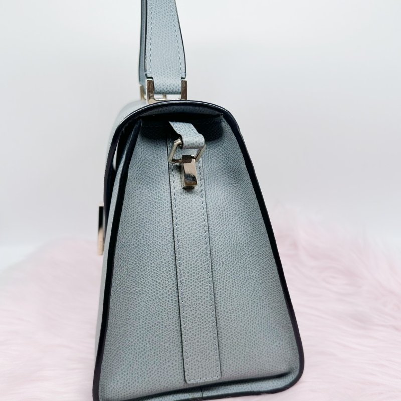 Valextra 藍色 Iside 系列 長方形扣肩背包-15