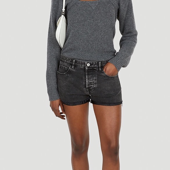 Miu Miu 女士 徽標細節牛仔短褲25 27碼-4