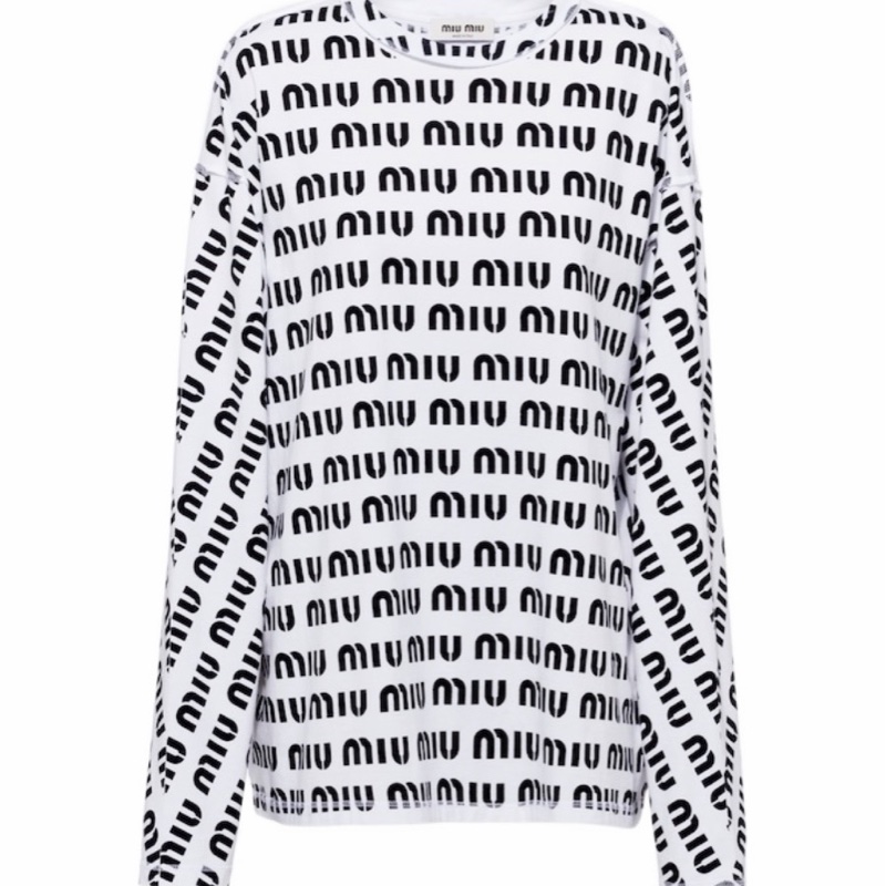 Miu Miu 女士 印花棉質T恤S碼-0