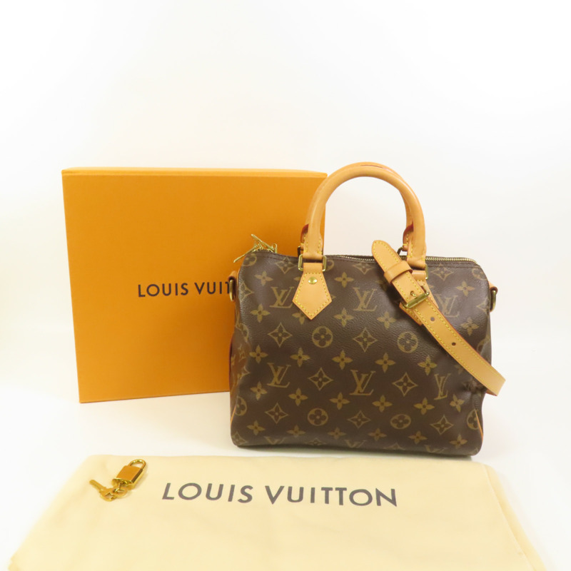 LOUIS VUITTON Monogram Speedy Bandouliere 25金扣手挽肩背兩用袋-9