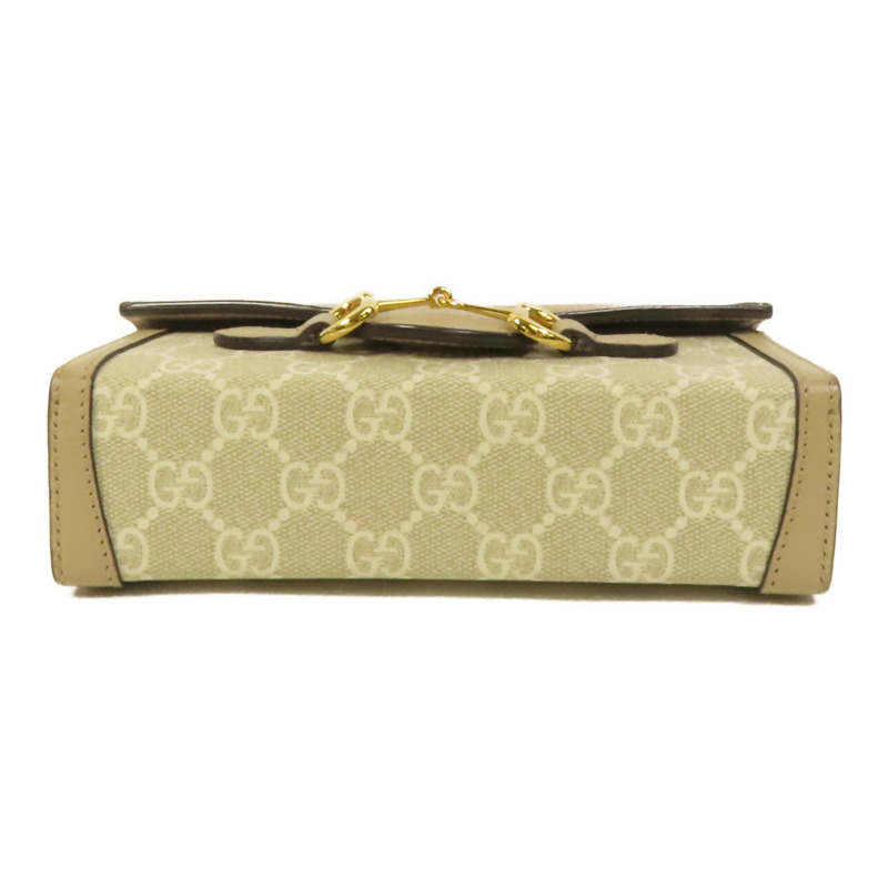 GUCCI 塗層帆布Horsebit 1955 Mini金扣肩背袋-3