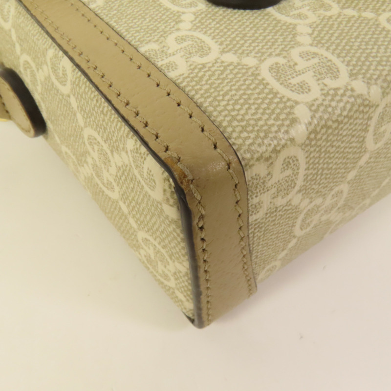 GUCCI 塗層帆布Horsebit 1955 Mini金扣肩背袋-10