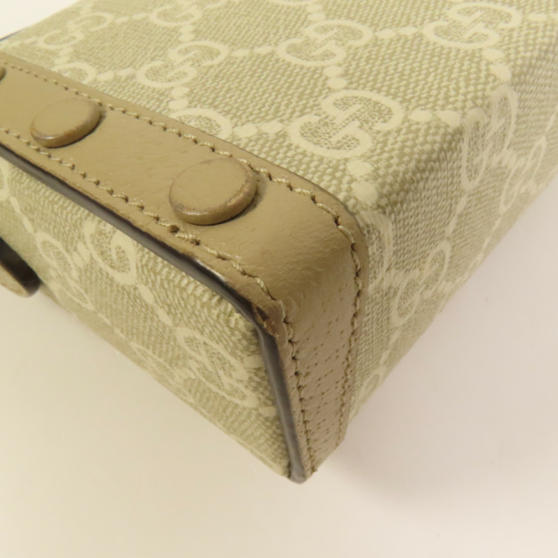 GUCCI 塗層帆布Horsebit 1955 Mini金扣肩背袋-13