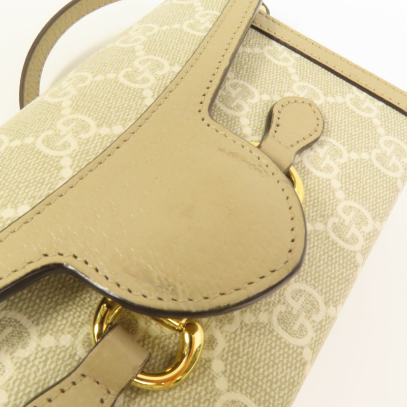 GUCCI 塗層帆布Horsebit 1955 Mini金扣肩背袋-16