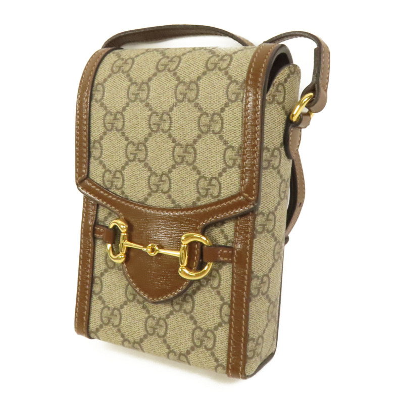 GUCCI 塗層帆布Horsebit 1955 Mini金扣肩背袋-2