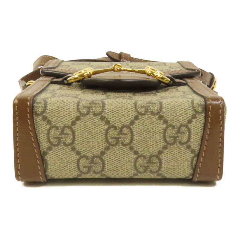 GUCCI 塗層帆布Horsebit 1955 Mini金扣肩背袋-3